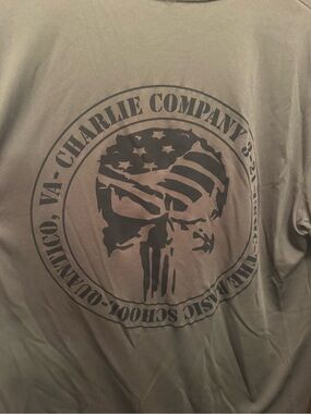 Men’s Large Charlie Company Vietnam Military Green Graphic Tee with Skull Logo